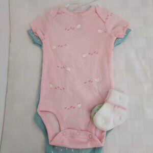 NWT Carter's 0-3 Month Body suits and Jefferies Socks